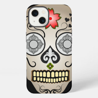 Etui iPhone 13 Sucre à fleurs rouges