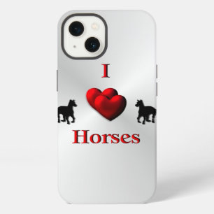Etui iPhone 13 Superbe dessin de chevaux avec un cœur