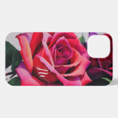Etui iPhone 13 Superbes roses et texte personnalisé (Verso Horizontal)