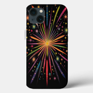 Etui iPhone 13 Supernova - Galaxie Étoiles Arc-en-Ciel Noir Rétro