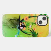 Etui iPhone 13 Surf, surf avec palme (Verso Horizontal)