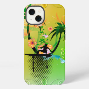 Etui iPhone 13 Surf, surfeur avec palme