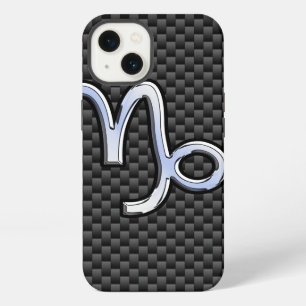Etui iPhone 13 Symbole Capricorne de style Chrome sur fibre de ca
