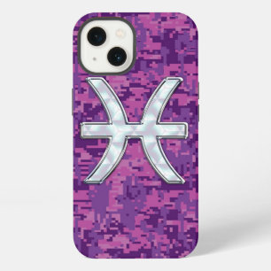 Etui iPhone 13 Symbole du zodiaque Poissons Fuchsia Camouflage nu