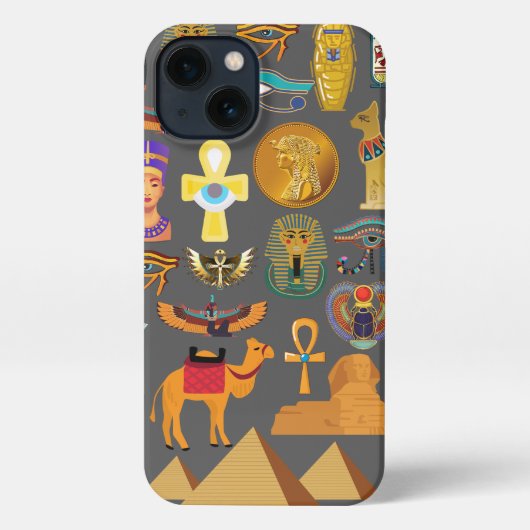 Etui iPhone 13 SYMBOLE HIÉROglyphique égyptien Motif pharaon (Verso)