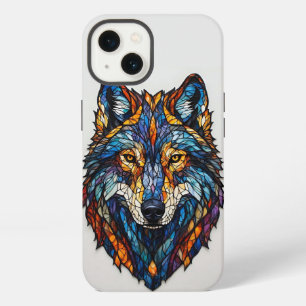 Etui iPhone 13 Tête de loup en verre coloré