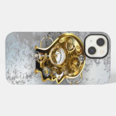 Etui iPhone 13 Tête Steampunk avec manomètre (Verso Horizontal)