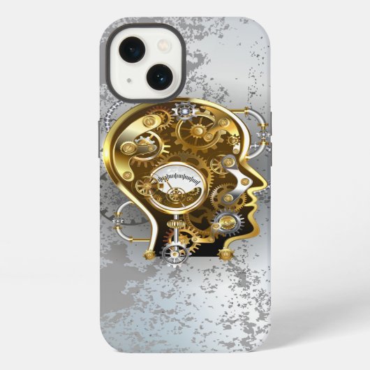 Etui iPhone 13 Tête Steampunk avec manomètre (Verso)