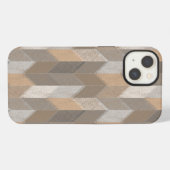 Etui iPhone 13 Texturé Bleu, Jaune, Chevron Olive. (Verso Horizontal)
