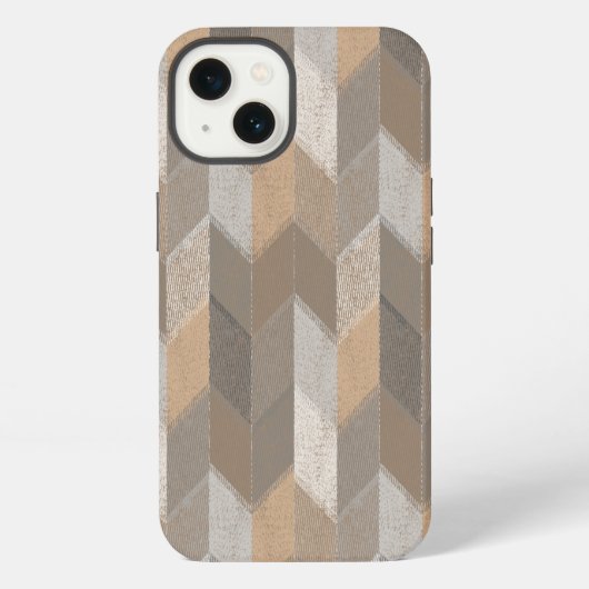 Etui iPhone 13 Texturé Bleu, Jaune, Chevron Olive. (Verso)