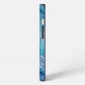 Etui iPhone 13 Texture d'Agate Turquoise Bleu (Côté gauche)