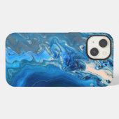 Etui iPhone 13 Texture d'art fluide en agate Blue Marble (Verso Horizontal)