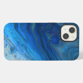 Etui iPhone 13 Texture d'art fluide en agate Blue Marble  (Verso Horizontal)