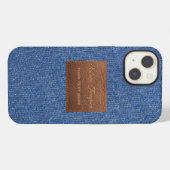 Etui iPhone 13 Texture de jeans en denim bleu foncé moderne avec (Verso Horizontal)