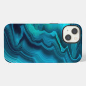Etui iPhone 13 Texture de l'agate vert de mer (Verso Horizontal)
