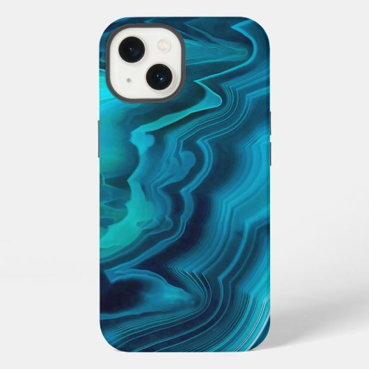 Etui iPhone 13 Texture de l'agate vert de mer (Verso)
