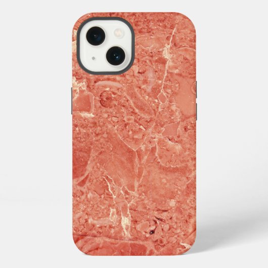 Etui iPhone 13 Texture de marbre rouge corail (Verso)