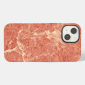 Etui iPhone 13 Texture de marbre rouge corail (Verso Horizontal)