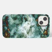 Etui iPhone 13 Texture de marbre vert avec veines (Verso Horizontal)