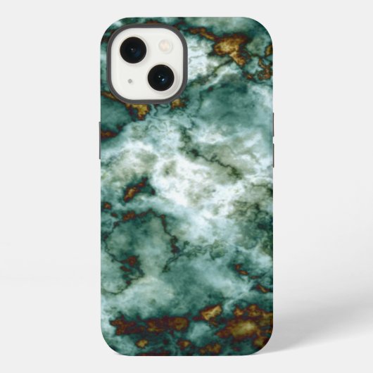 Etui iPhone 13 Texture de marbre vert avec veines (Verso)