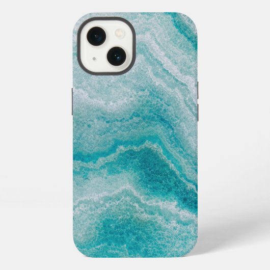 Etui iPhone 13 Texture de marbre vert de mer (Verso)