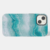 Etui iPhone 13 Texture de marbre vert de mer (Verso Horizontal)