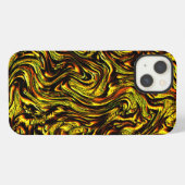 Etui iPhone 13 Texture rustique dorée avec des traits sombres et  (Verso Horizontal)