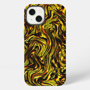 Etui iPhone 13 Texture rustique dorée avec des traits sombres et