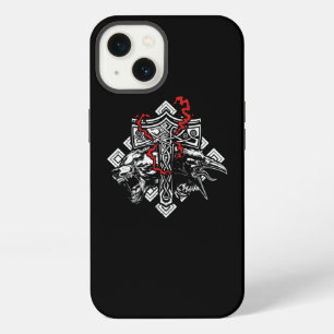 Etui iPhone 13 Thor Marteau Mjolnir Protection Rune Odin Corbeau