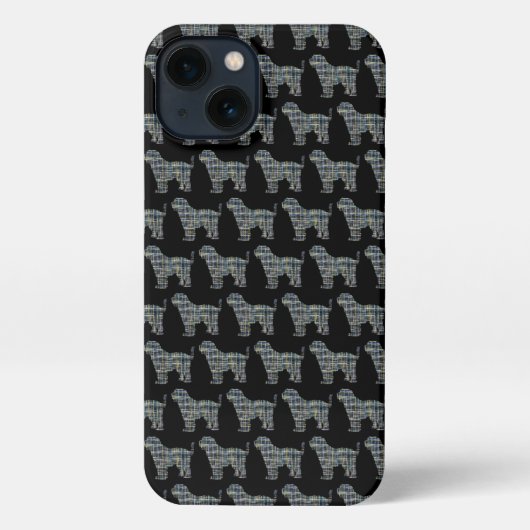 Etui iPhone 13 Tibétain Terrier mignon TT Chien Grille Silhouette (Verso)