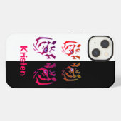 Etui iPhone 13 Tiger face noir et blanc (Verso Horizontal)