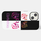 Etui iPhone 13 Tiger Visage noir et blanc (Verso Horizontal)