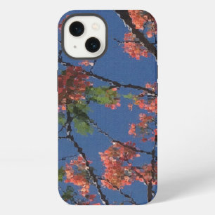 Etui iPhone 13 Tissu floral, bleu