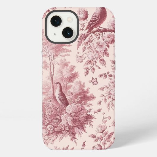 Etui iPhone 13 Toile Rose Vintage (Verso)