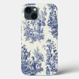 Etui iPhone 13 Toile Vintage bleu