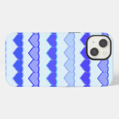 Etui iPhone 13 Tons des lignes de coeur bleu (Verso Horizontal)