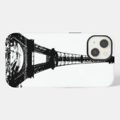 Etui iPhone 13 Tour Eiffel noir et blanc (Verso Horizontal)