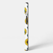 Etui iPhone 13 Tournesol et Papillon Bleu (Côté gauche)
