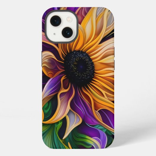 Etui iPhone 13 Tournesol violet et or (Verso)