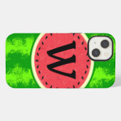 Etui iPhone 13 Tranche de pastèque Été Fruit avec monogramme de l (Verso Horizontal)