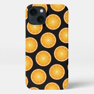 Etui iPhone 13 Tranches de fruit orange juteux cool sur fond noir
