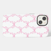 Etui iPhone 13 Trellis à ruban rose (Verso Horizontal)