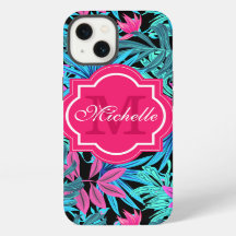 Tropical hawaïen turquoise palmier vert feuilles