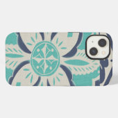 Etui iPhone 13 Tuile bleue IV de batik (Verso Horizontal)