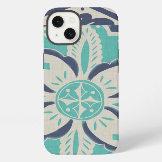 Etui iPhone 13 Tuile bleue IV de batik (Verso)