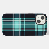 Etui iPhone 13 Turquoise Tartan Chic (Verso Horizontal)