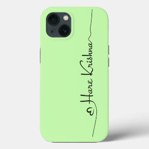 Etui iPhone 13 Typographie verte Hare Krishna - cadeau spirituel