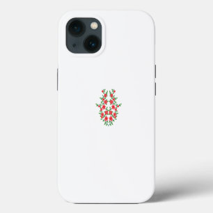 Etui iPhone 13 un bouquet de fleurs rouges sur fond blanc