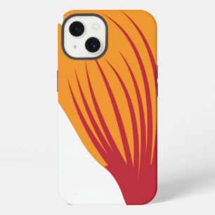 Etui iPhone 13 un dessin d'une plante avec des feuilles orange et