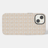 Etui iPhone 13 un fond blanc avec des points marrons dessus (Verso Horizontal)